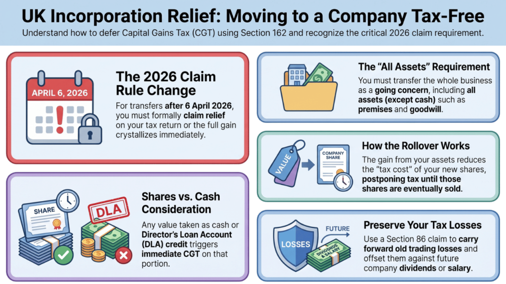 Incorporation Relief UK: Move Sole Trader to Company Without Triggering CGT
